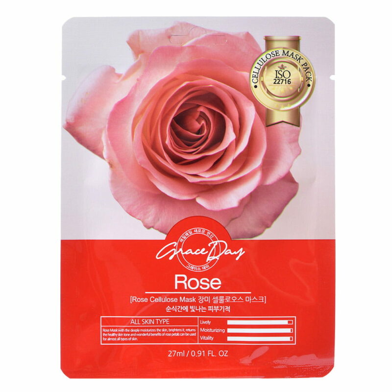 GRACE DAY Maska w płachcie na twarz RÓŻA, 27 g